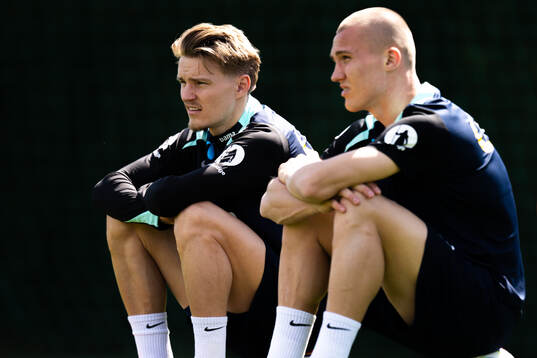 Martin Ødegaard and Leo Østigård of the Norwegian