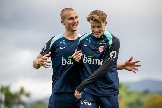Leo Østigård and Martin Ødegaard of the Norwegian