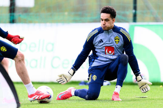 Goalkeeper Oliver Dovin of the Swedish men's national