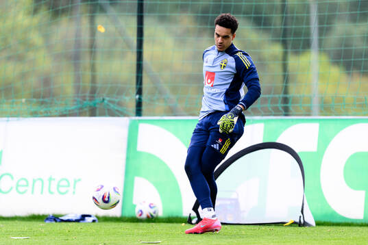 Goalkeeper Oliver Dovin of the Swedish men's national