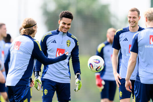 Goalkeeper Oliver Dovin of the Swedish men's national