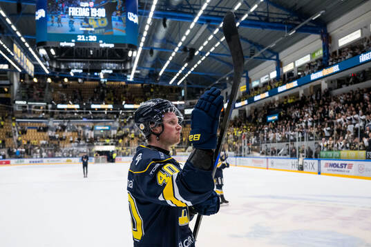 HV71s Oskar Stål-Lyrenäs jublar