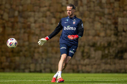 Goalkeeper Ørjan Håskjold Nyland of the Norwegian