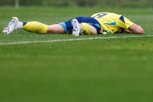 Lukas Björklund of Sweden in pain