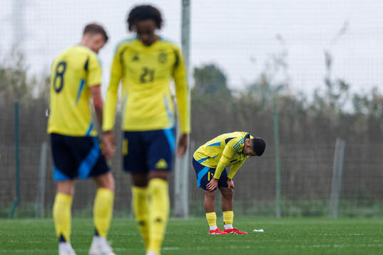 Zakaria Loukili of Sweden looks dejected