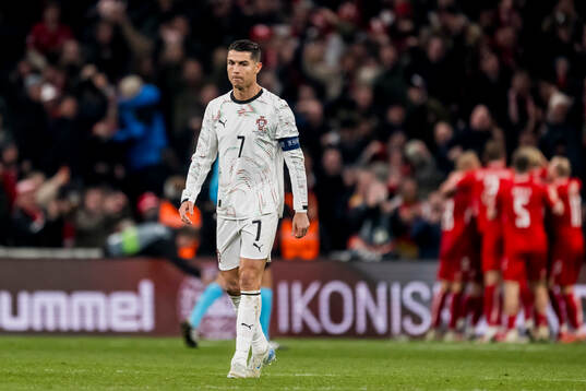 Cristiano Ronaldo of Portugal looks dejected