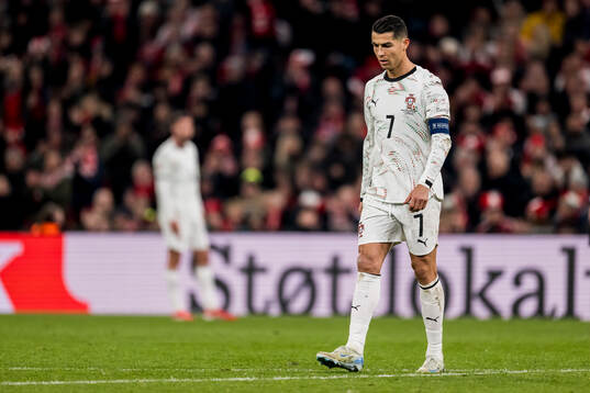 Cristiano Ronaldo of Portugal looks dejected