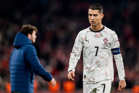 Cristiano Ronaldo of Portugal looks dejected