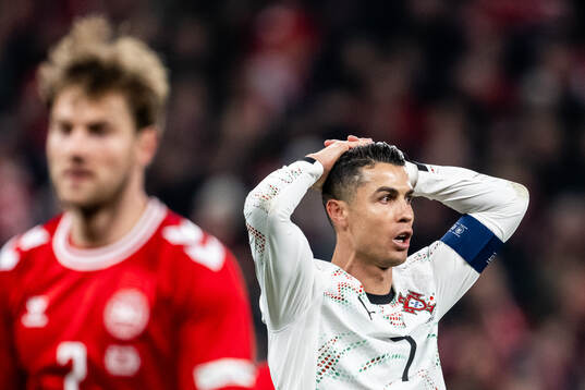 Cristiano Ronaldo of Portugal looks dejected