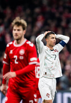Cristiano Ronaldo of Portugal looks dejected