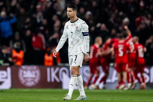 Cristiano Ronaldo of Portugal looks dejected