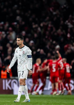 Cristiano Ronaldo of Portugal looks dejected