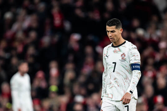 Cristiano Ronaldo of Portugal looks dejected