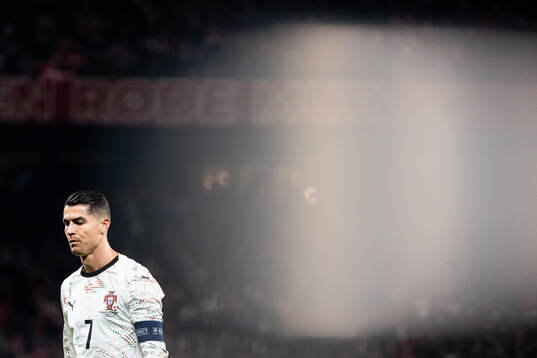 Cristiano Ronaldo of Portugal looks dejected