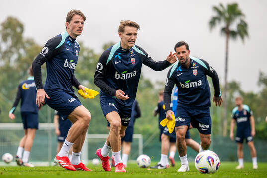 Sander Berge and Martin Ødegaard of the Norwegian national