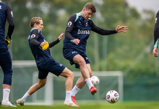 Andreas Schjelderup and Alexander Sørloth of the Norwegian