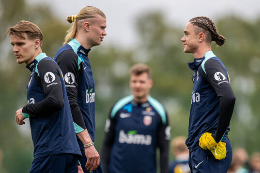 Erling Braut Haaland and Thelo Aasgaard of the Norwegian