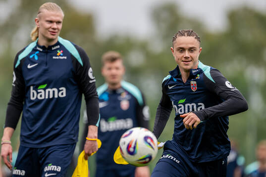 Erling Braut Haaland and Thelo Aasgaard of the Norwegian