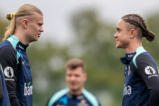 Erling Braut Haaland and Thelo Aasgaard of the Norwegian