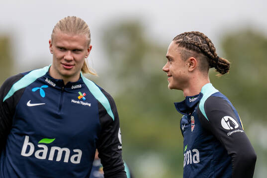 Erling Braut Haaland and Thelo Aasgaard of the Norwegian