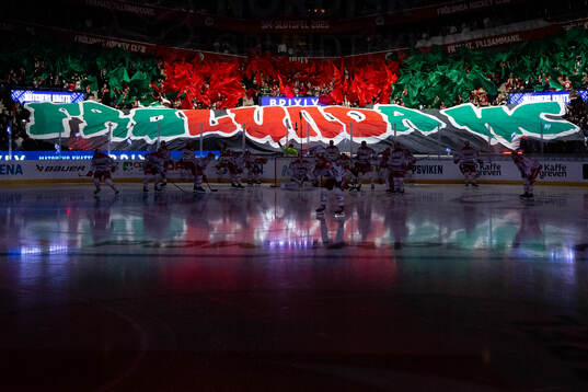 Frölundas klack med ett Tifo