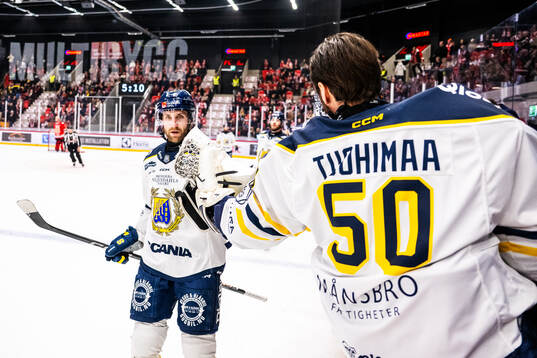 Södertäljes Sebastian Dyk jublar