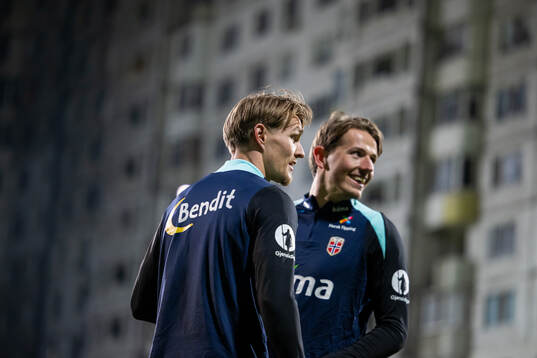 Martin Ødegaard and Sander Berge of the Norwegian national