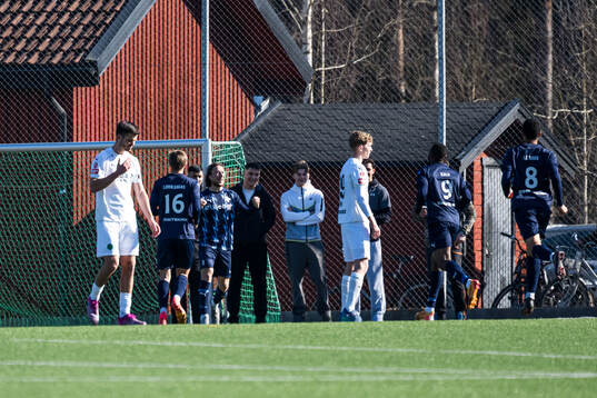 Värnamos Axel Björnström och Johnbosco Samuel Kalu jublar
