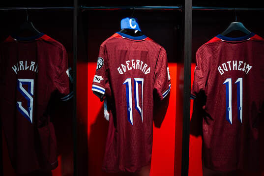 The kits of Erling Braut Haaland, Martin Ødegaard and Erik