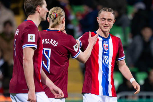 Thelo Aasgaard of Norway celebrates with teammate Erling