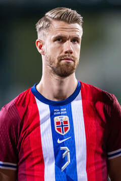 Kristoffer Ajer of Norway line up