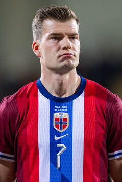 Alexander Sørloth of Norway line up