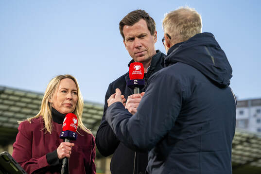 Anne Sturød and Jesper Mathisen of broadcaster TV 2