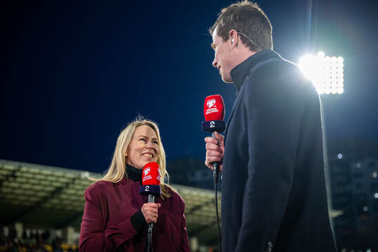 Anne Sturød and Jesper Mathisen of broadcaster TV 2