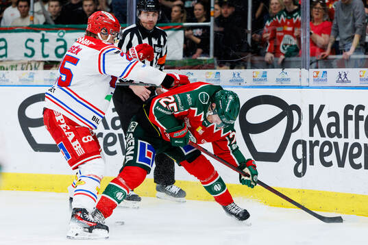 Timrås Linus Nässén och Frölundas Arttu Ruotsalainen