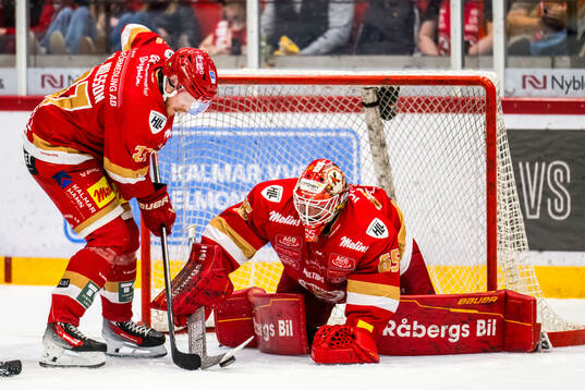 Kalmars Henrik Nilsson och målvakt Jacob Crespin