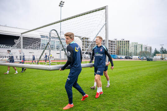 Jens Petter Hauge and Andreas Hanche-Olsen of the Norwegian