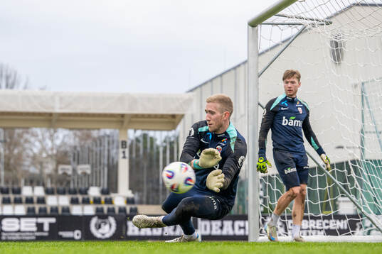 Goalkeeper Egil Selvik and goalkeeper Mathias Dyngeland of