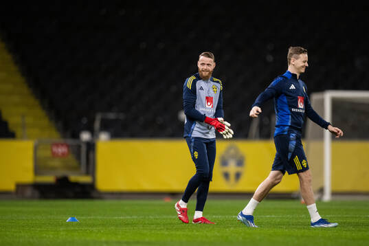 Goalkeeper Viktor Johansson and goalkeeper coach Maths