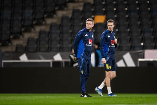 Head coach Jon Dahl Tomasson and goalkeeper coach Maths