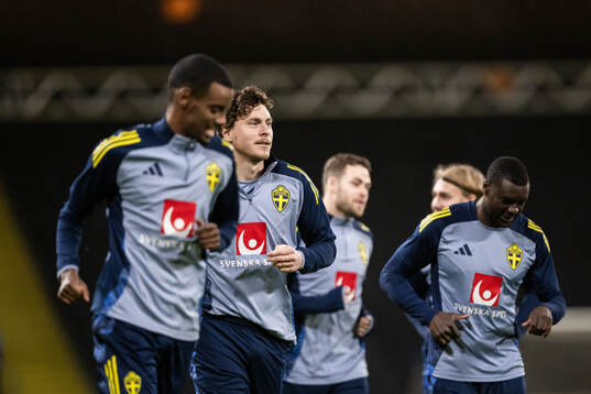 Alexander Isak and Victor Nilsson Lindelöf of the Swedish
