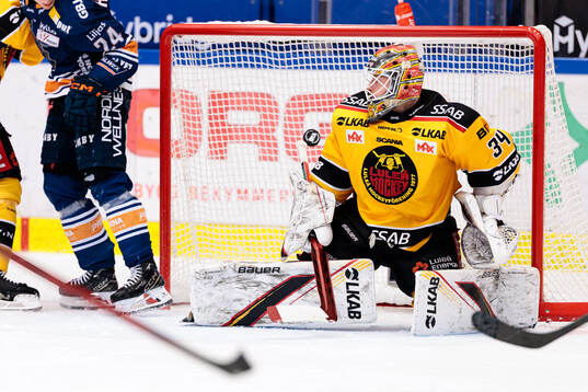 Luleås målvakt Joel Lassinantti när Växjö gör mål 4-3