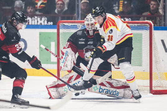 Malmö Redhawks målvakt Oskar Blomgren och Brynäs Linus