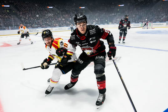 Brynäs Jordan Schroeder och Malmö Redhawks Axel Sundberg