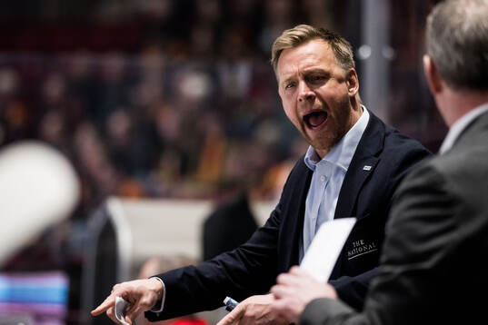 Malmö Redhawks assisterande tränare Bert Robertsson jublar