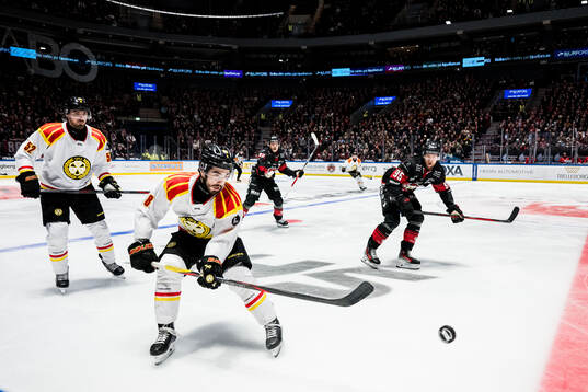 Brynäs Bobby Trivigno och Malmö Redhawks Carl Persson