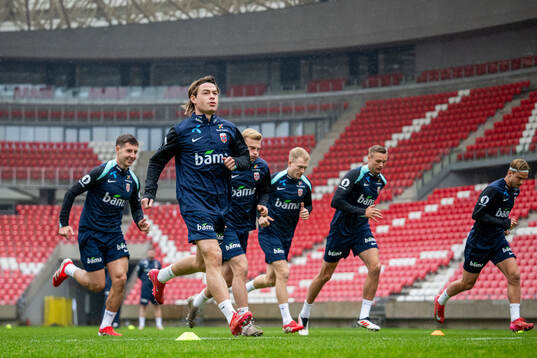 Patrick Berg and players of the Norwegian national football