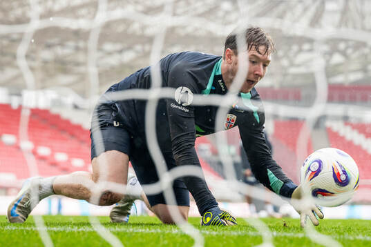 Goalkeeper Mathias Dyngeland of the Norwegian national