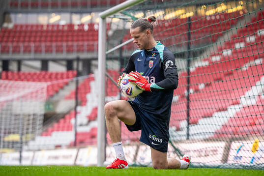 Goalkeeper Ørjan Håskjold Nyland of the Norwegian