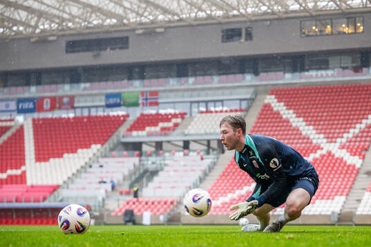 Goalkeeper Mathias Dyngeland of the Norwegian national